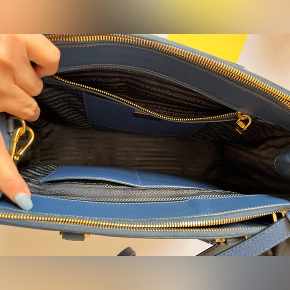 Authentic Prada Galleria Tote Large Bag Saffiano Leather Bluette Dark Blue - Picture 6 of 11